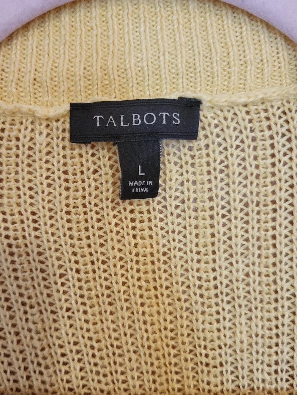 Talbots Yellow Open Sweater Cardigan-100% Linen, Size L